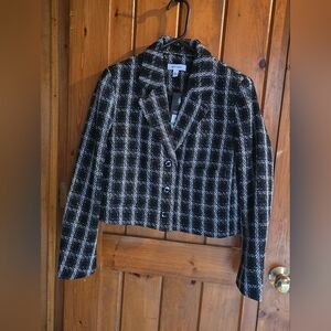 Nine West Women's Black and White Plaid Jacket